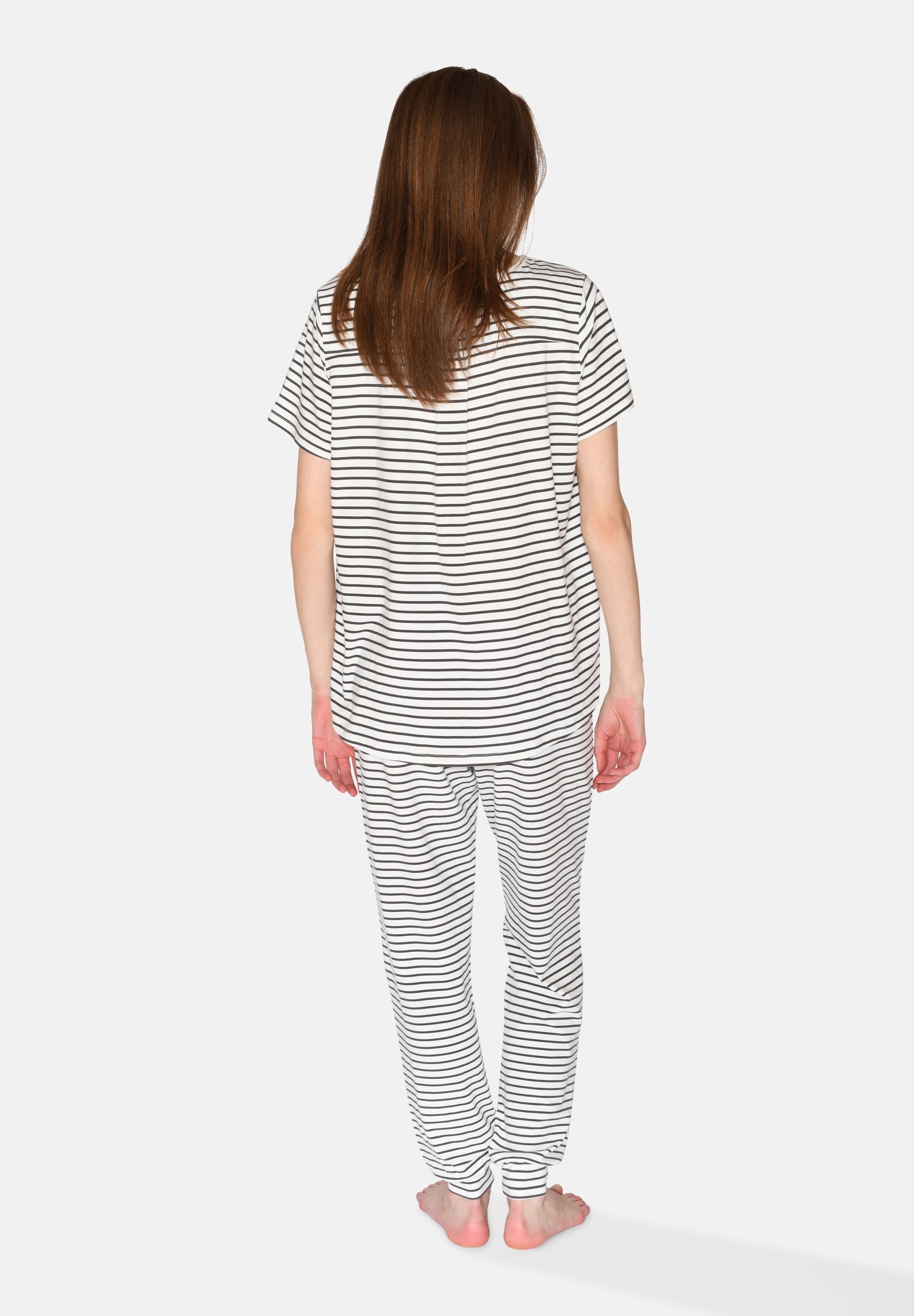 Bea Kurzarm-T-Shirt, Pflastergrau Streifen