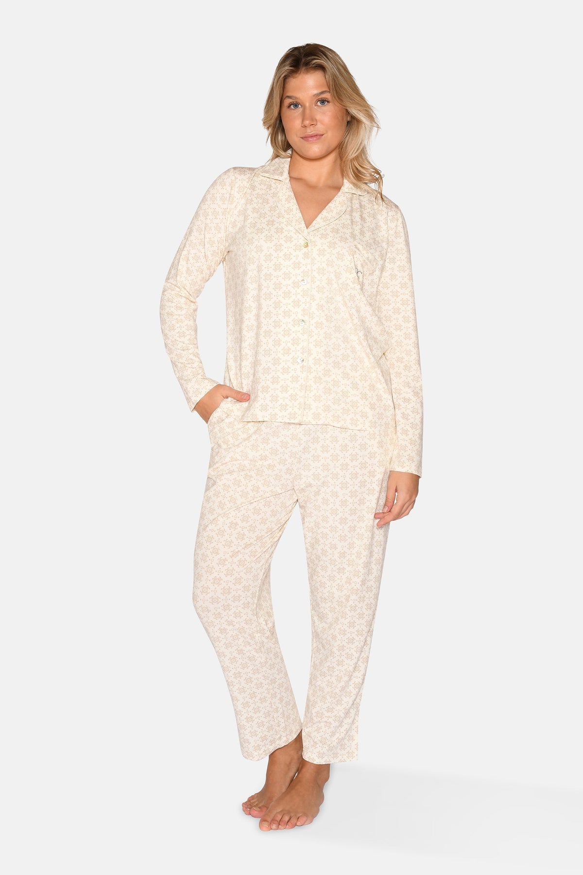 Joy Shirt, Zementgrau Allover-Print
