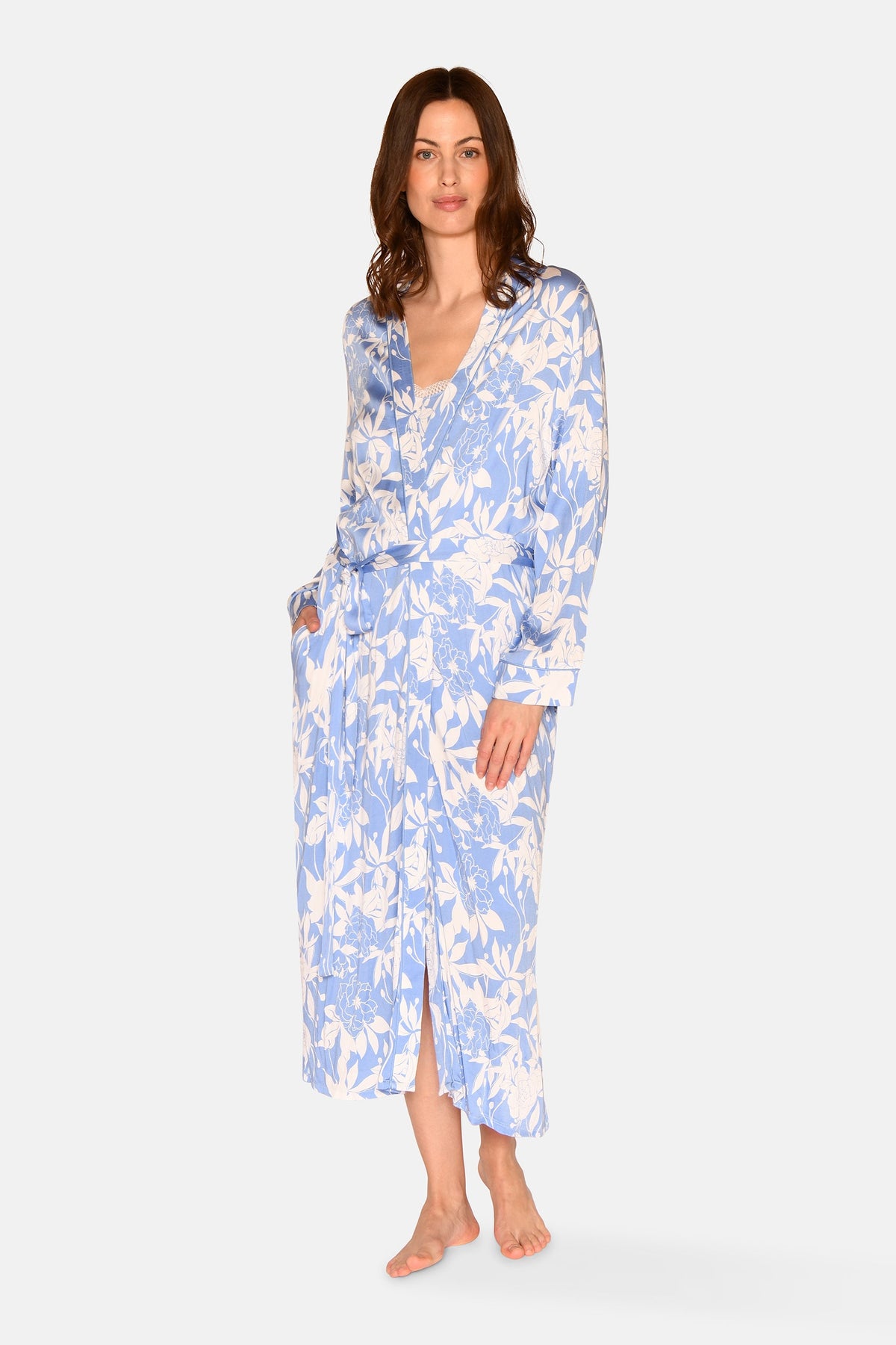 Noa Kimono, Azurblau Allover-Print