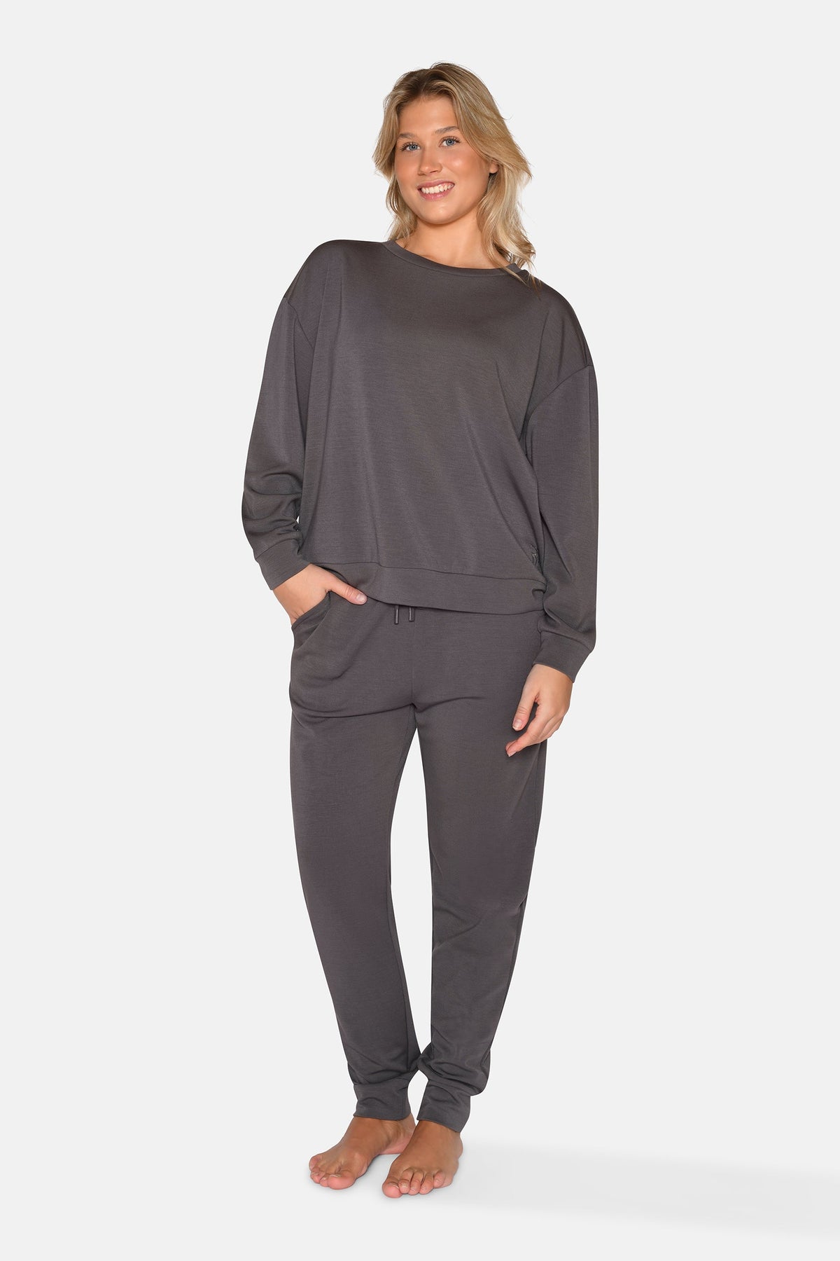 Svea Rundhalsshirt, Pflastergrau