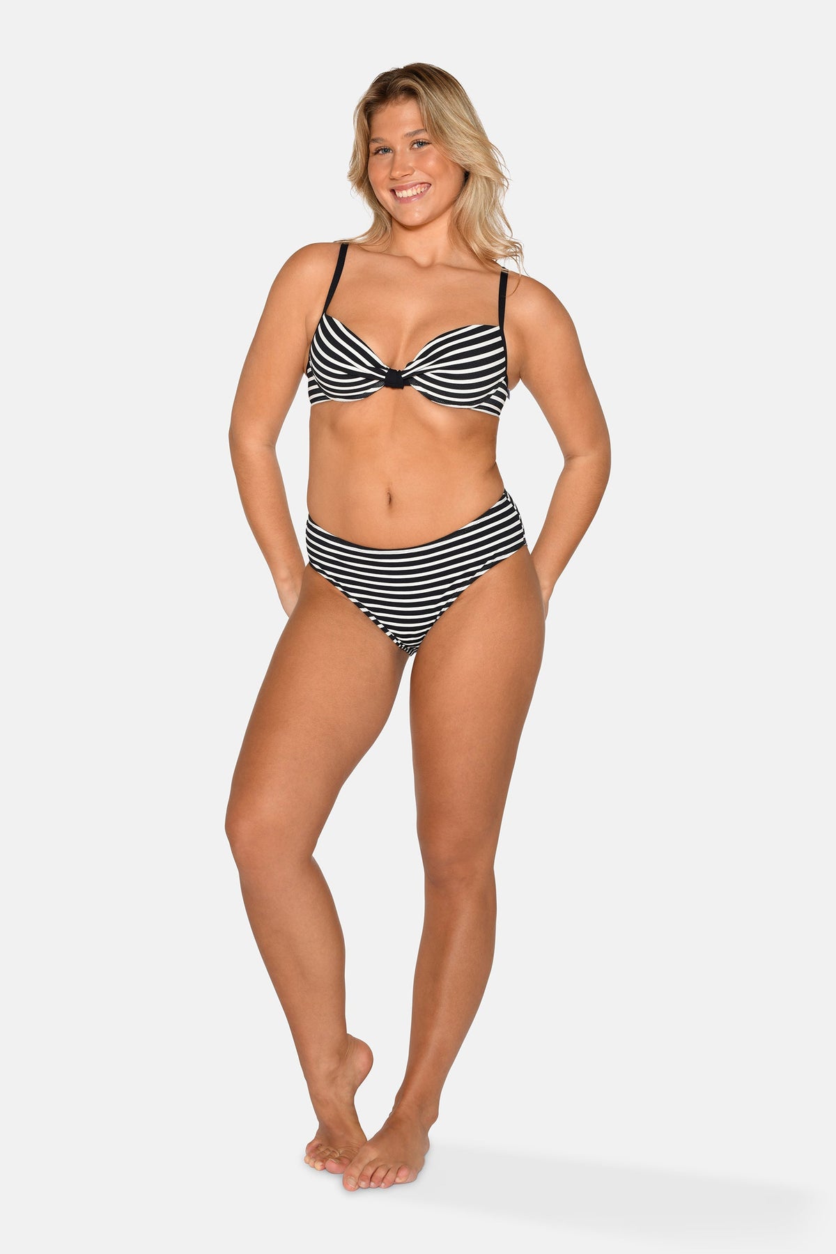 Brianna Midi-Bikinihose, Schwarz Streifen