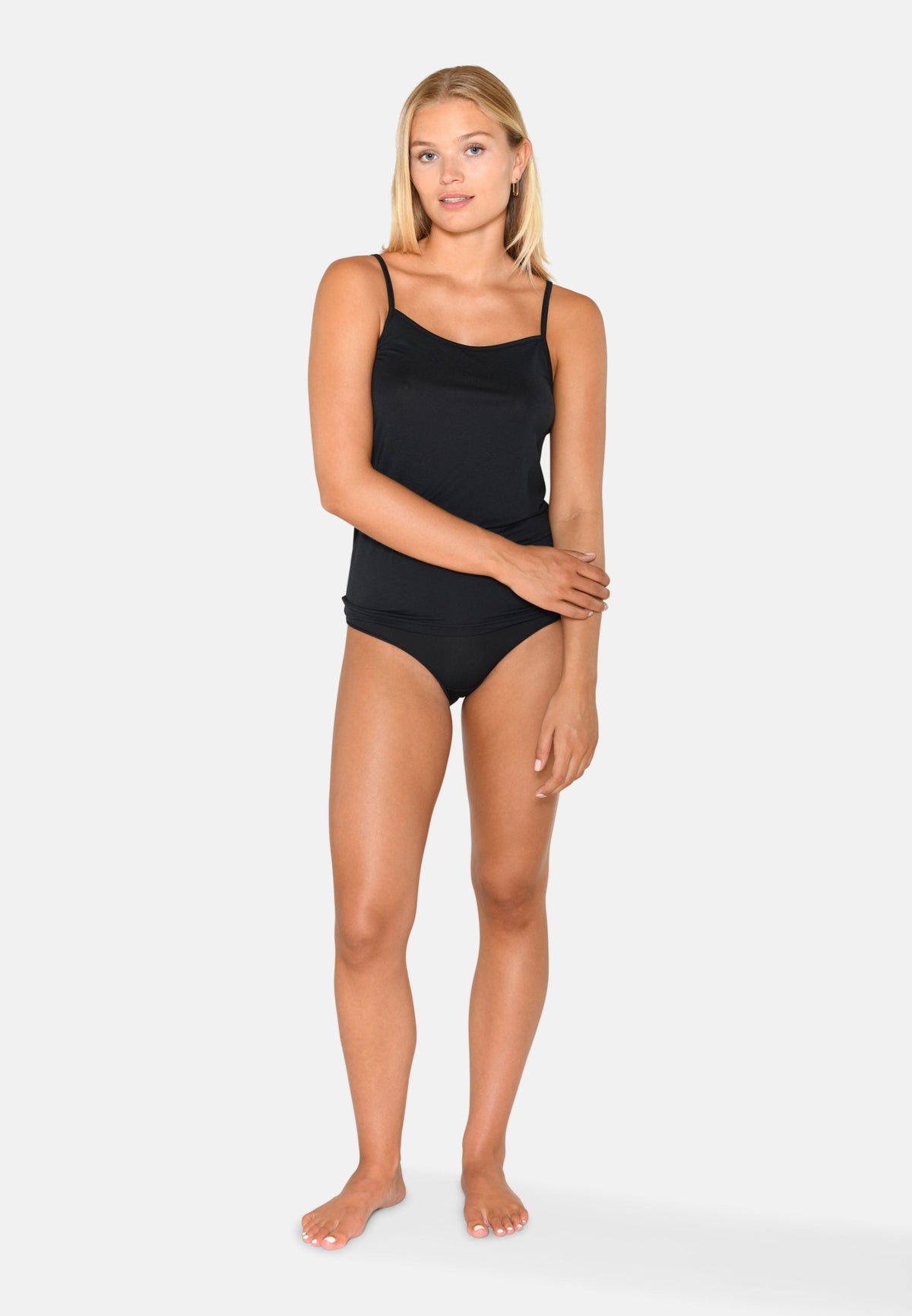 2er-Pack Modal-Spaghettiträger-Top, Schwarz