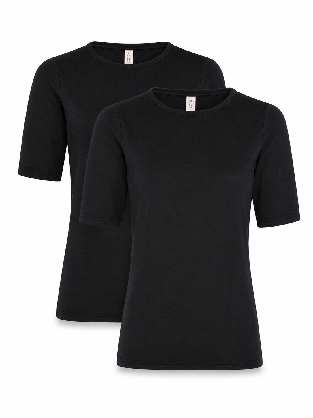 2er-Pack Modal-Kurzarm-T-Shirt, Schwarz