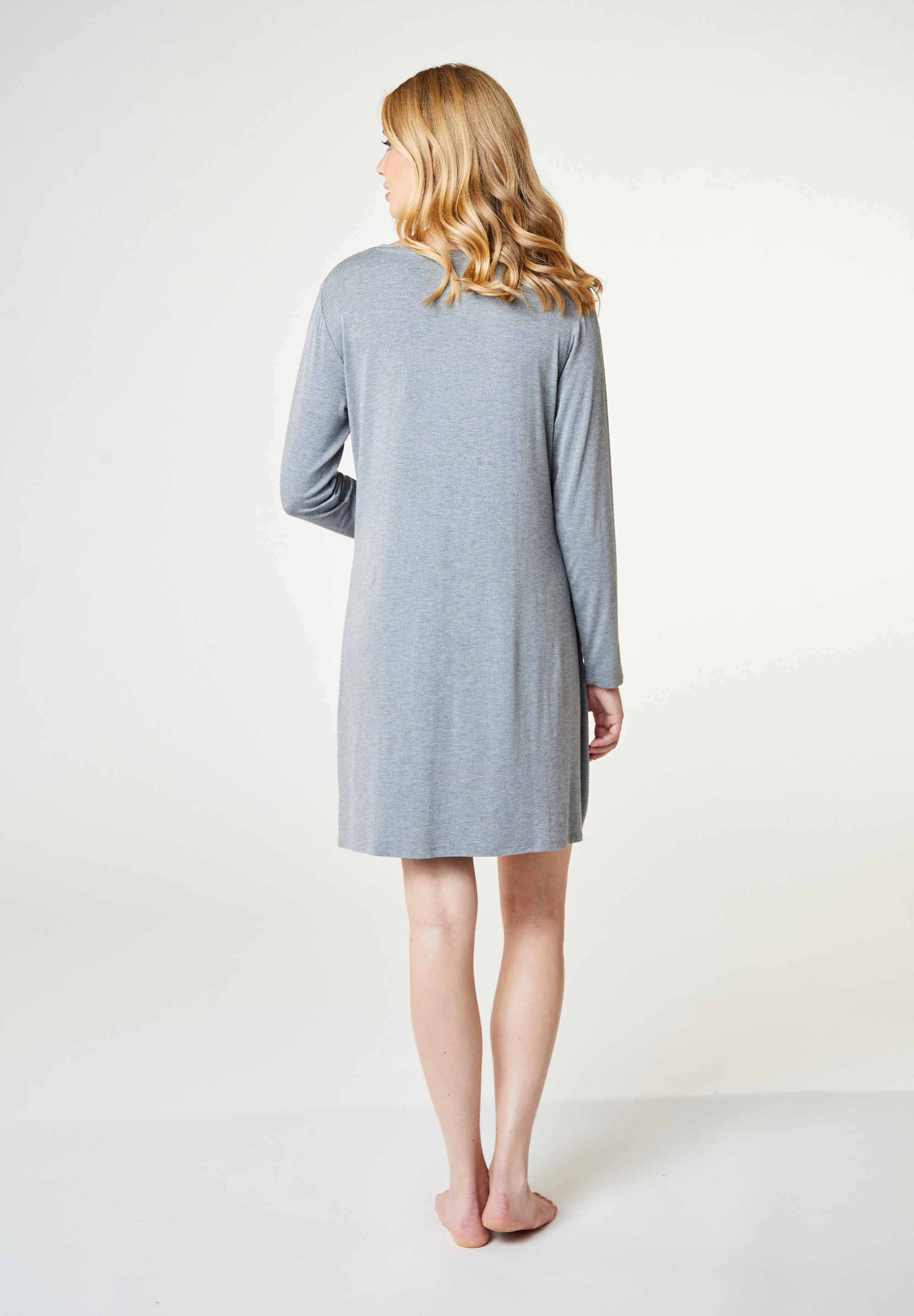 Jacqueline Long Sleeve Dress, Grey Melange