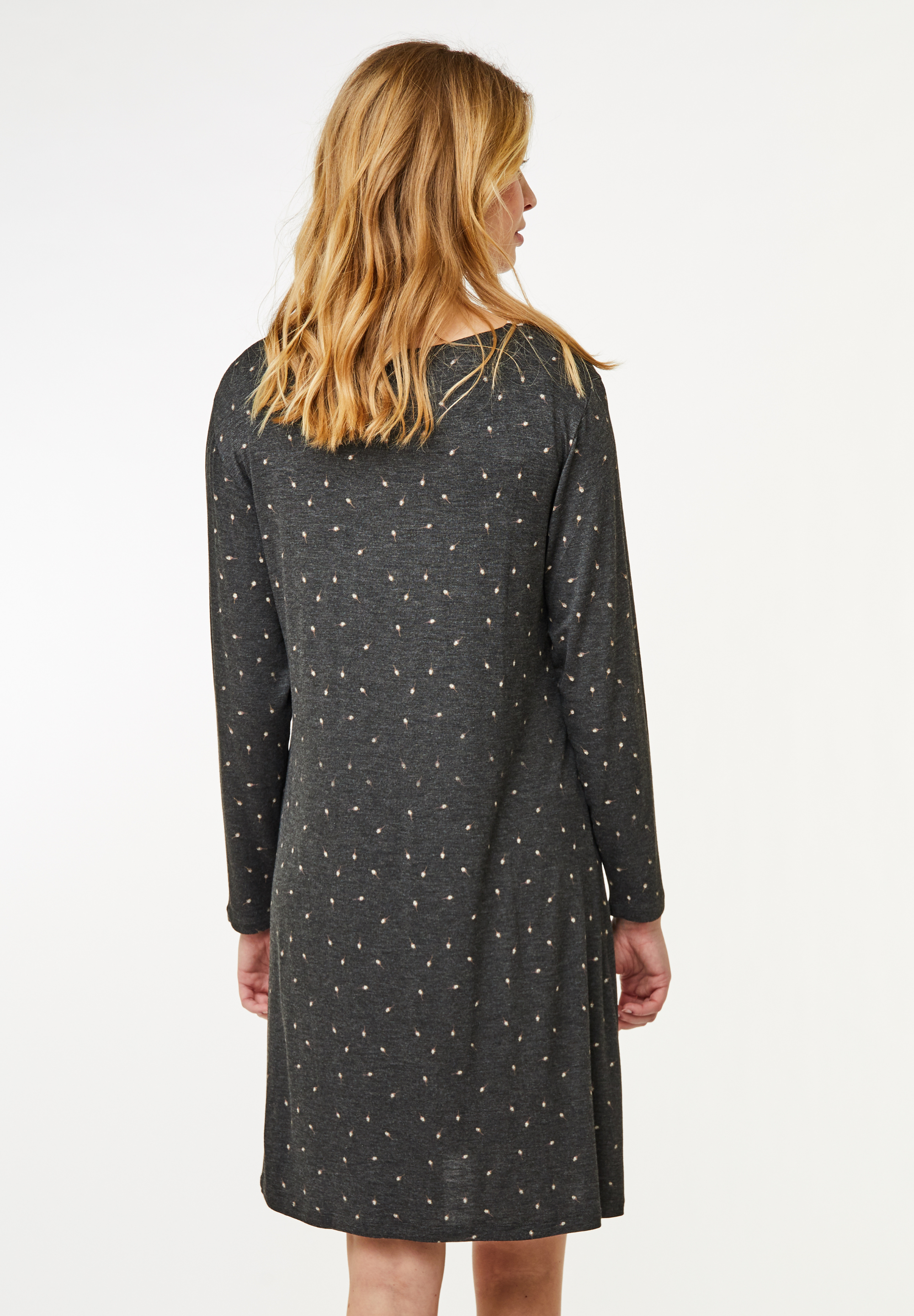 Jacqueline Long Sleeve Dress, Dark Grey Melange