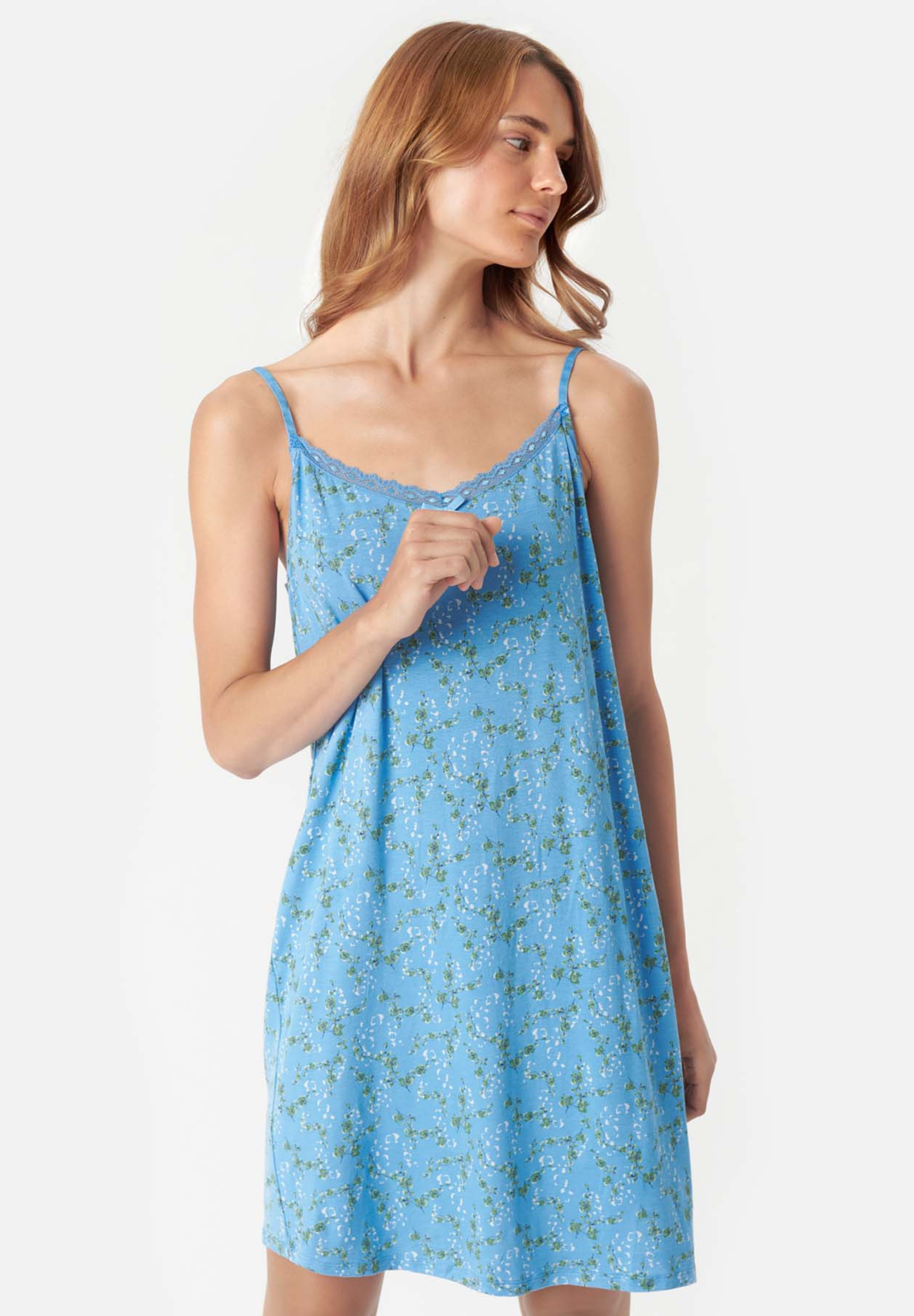 Maia Chemise Dress, Lichen Blue