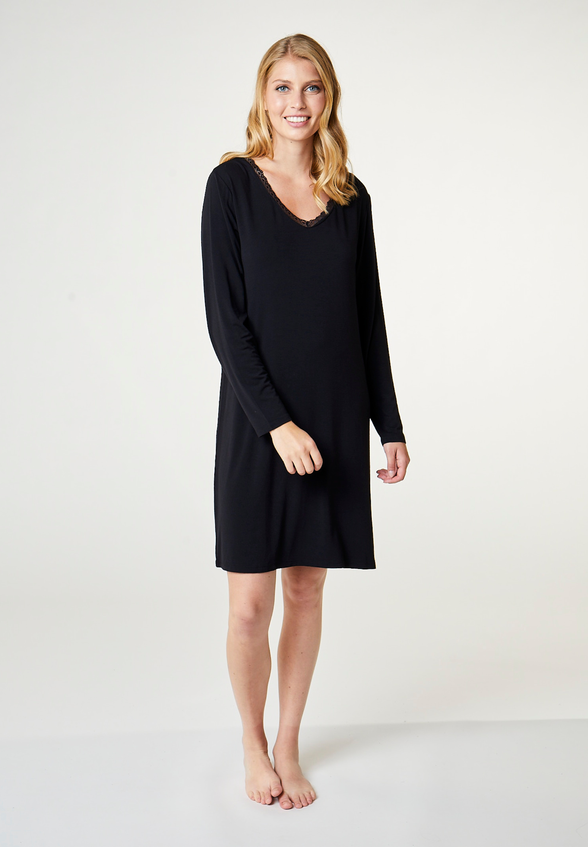 Jacqueline Bamboo Long Sleeve Dress, Black