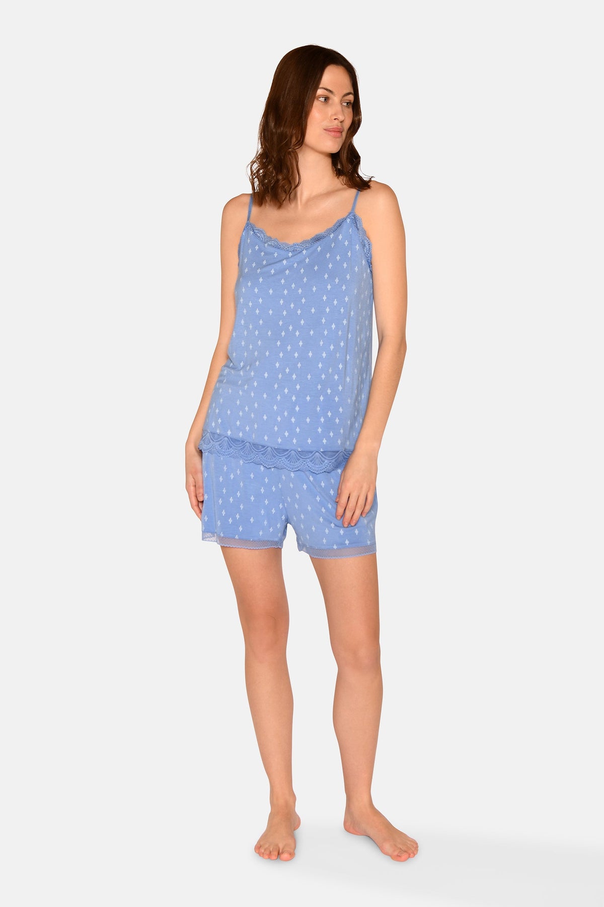 Kendall Trägertop, Azurblau Allover-Print