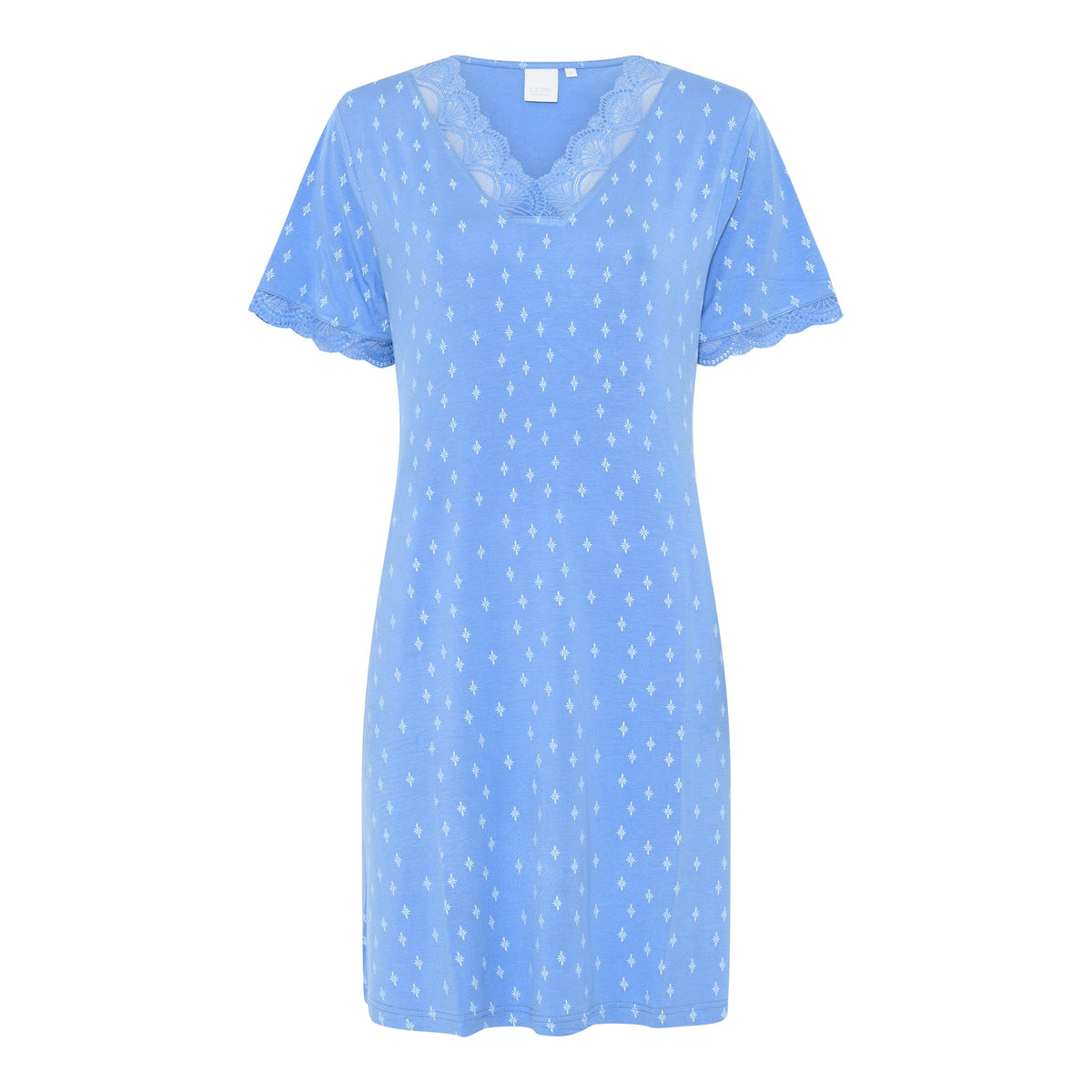Jacqueline Kurzarm-Nachthemd, Azurblau Allover-Print