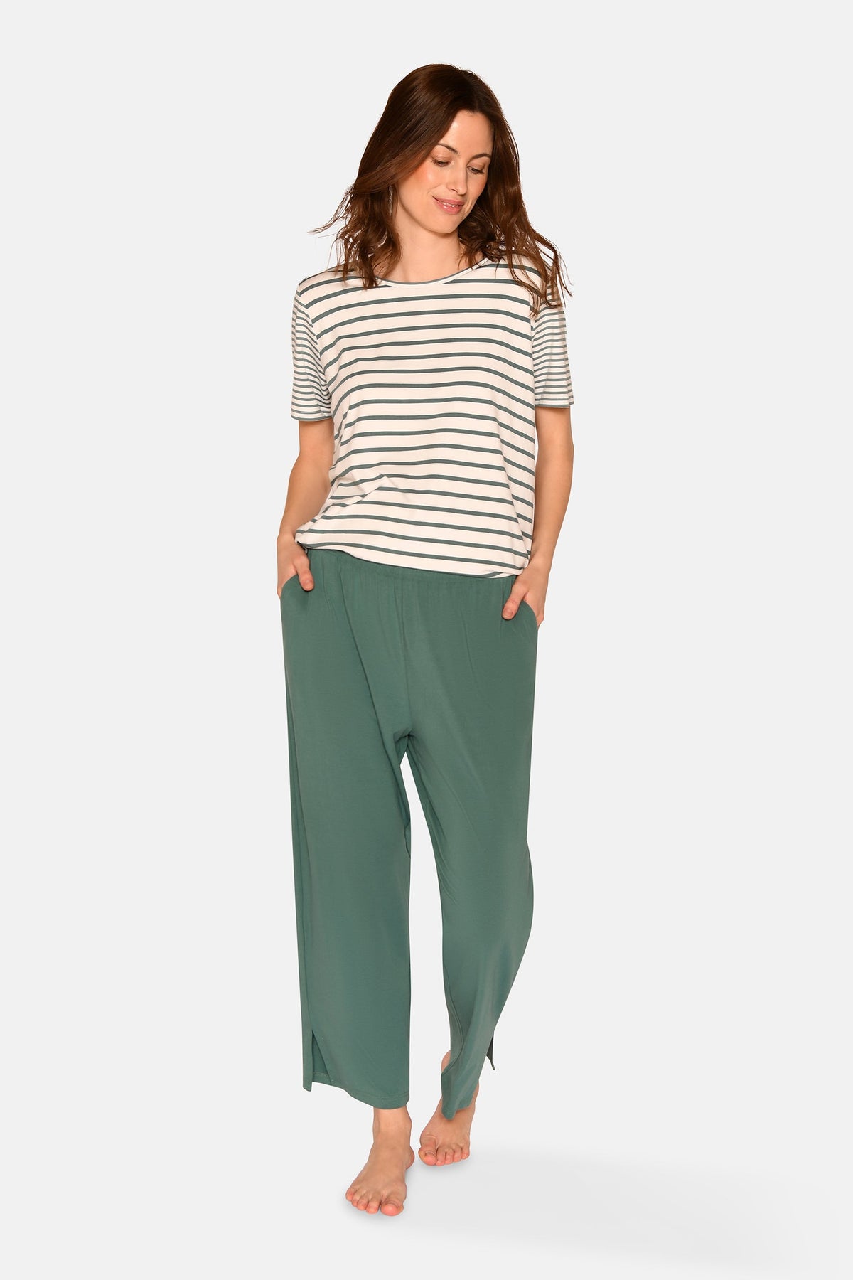 Charlot verkürzte Hose, Salbeigrün