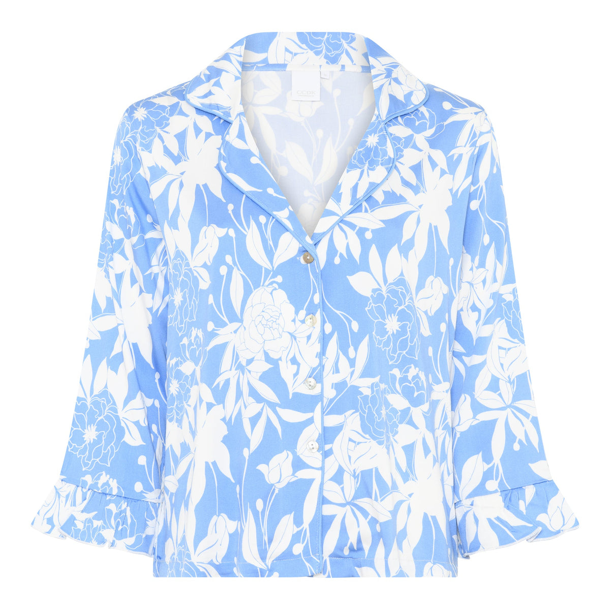 Saga Kurzarm-Hemd, Azurblau Allover-Print