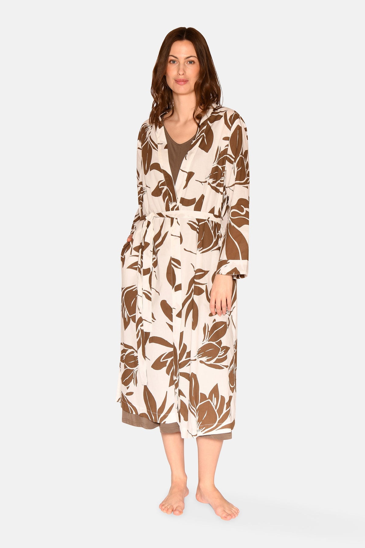 Noa Kimono, Schneeweiß Allover-Print