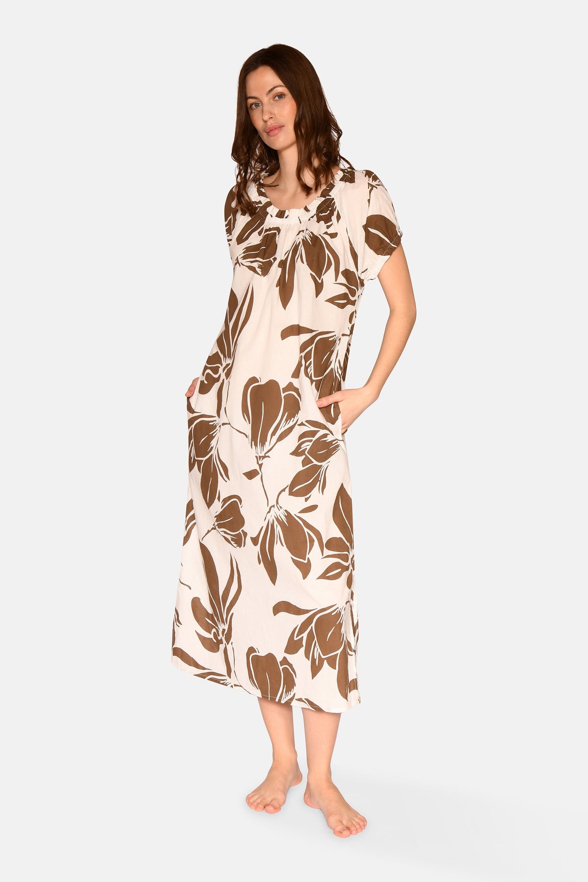 Lily Nachthemd, Schneeweiß Allover-Print
