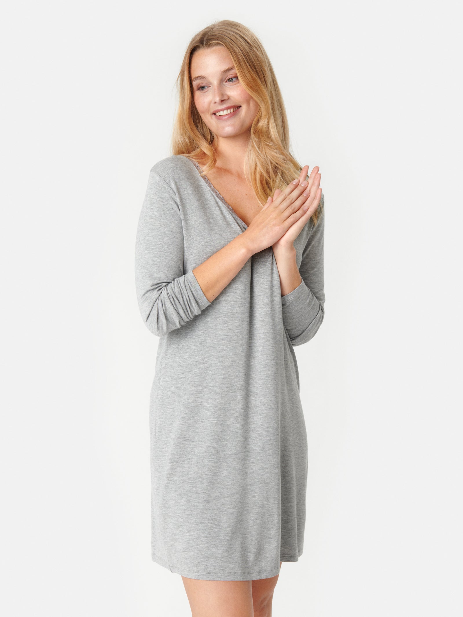 Jacqueline Long Sleeve Dress, Grey Melange