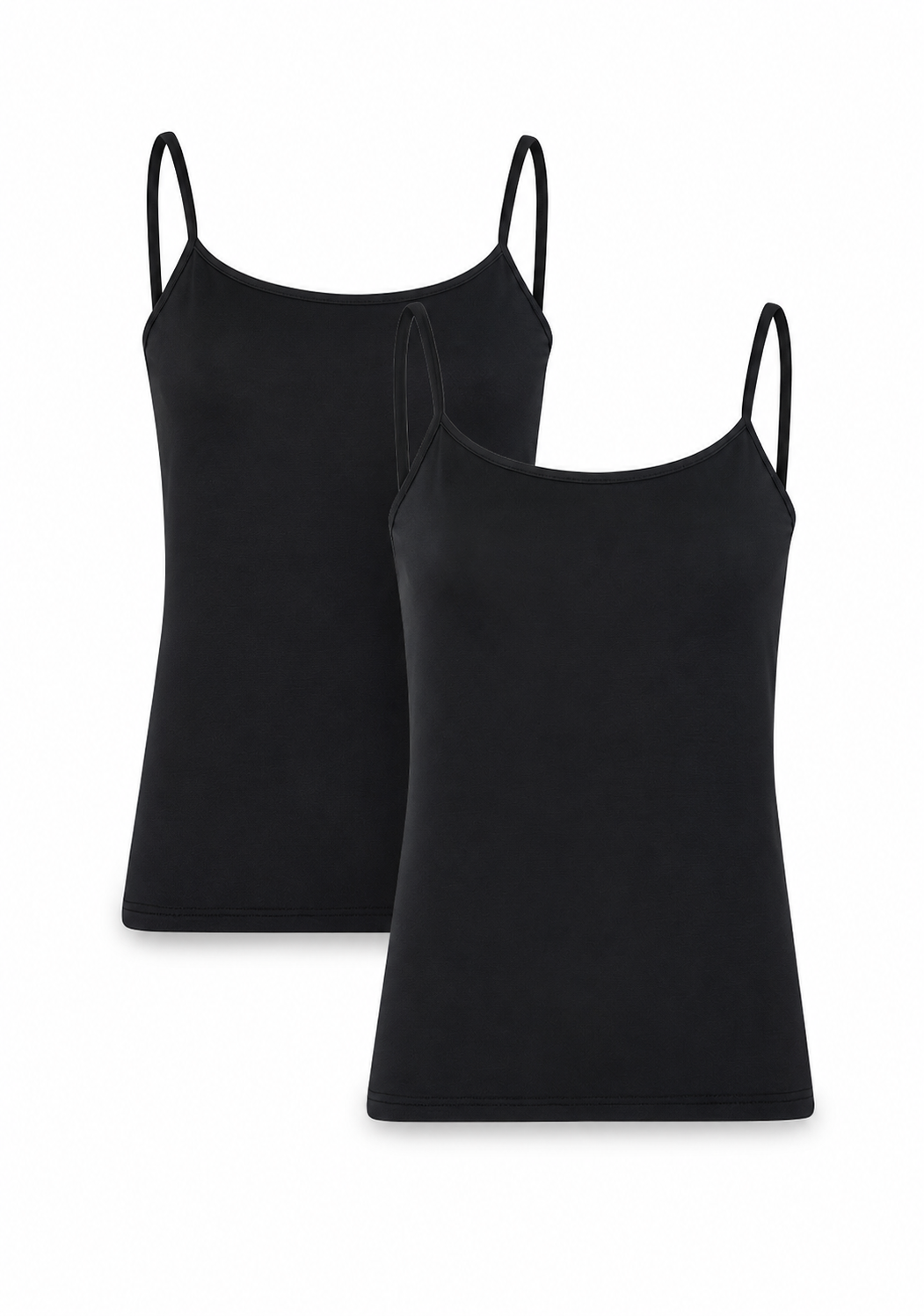 2er-Pack Modal-Spaghettiträger-Top, Schwarz
