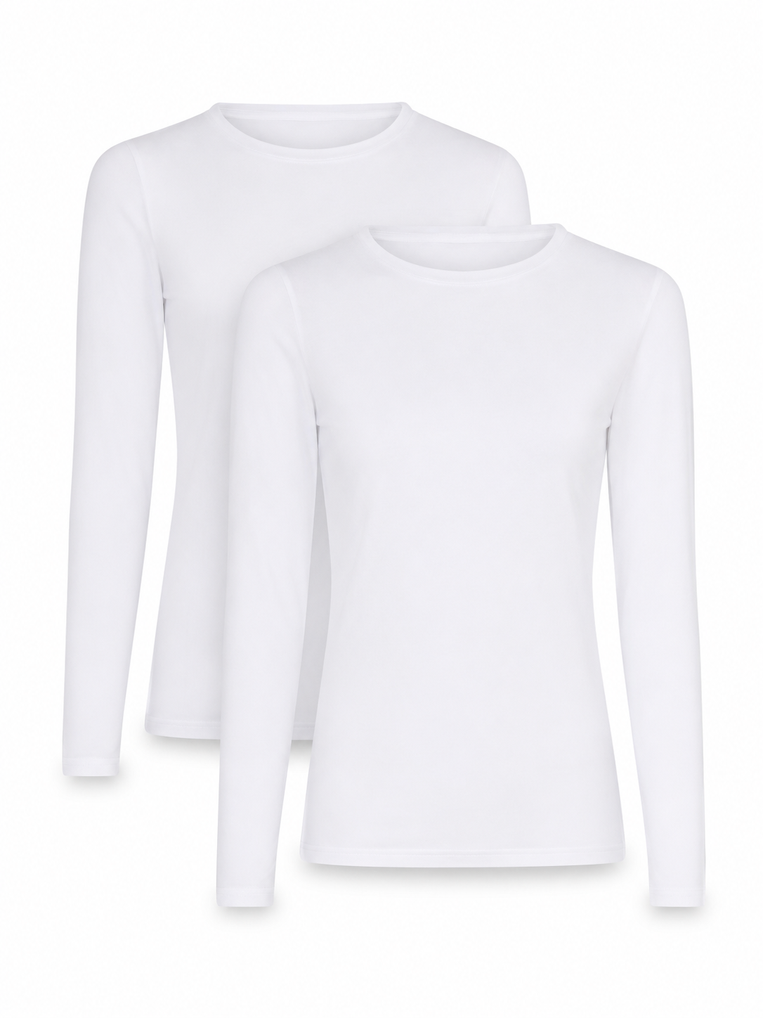 2er-Pack Modal-Langarm-T-Shirt, Weiß