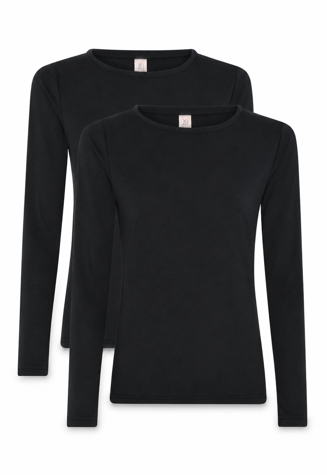 2er-Pack Modal-Langarm-T-Shirt, Schwarz