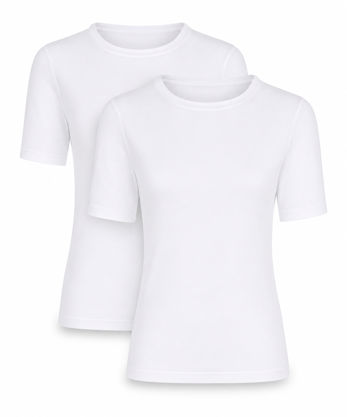 2er-Pack Modal-Kurzarm-T-Shirt, Weiß